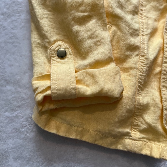 Chico's Yellow Linen Open Front Blazer - Picture 2 of 9